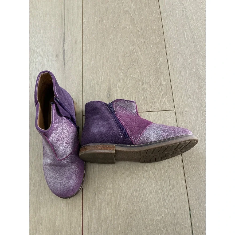 Tucker Tate Girls Purple Glitter Sparkle Ankle‎ Boots Side Zip Size 30
